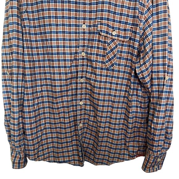 Tommy Bahama Orange/Blue Plaid Long Sleeve Coastal Flip Cuff Button Up Shirt XL - Picture 4 of 9